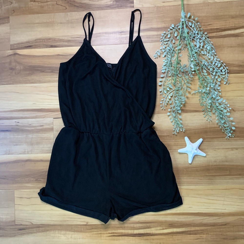 Lira Women’s Black Wrap Front Romper, Size Medium